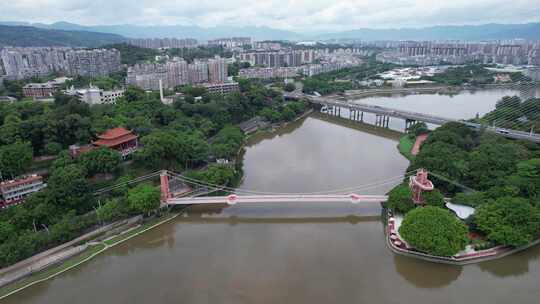 福建福州闽江烟台山公园爱情岛航拍