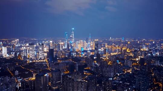 上海天际夜景延时航拍