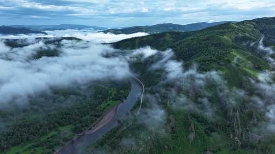 森林 山川 晨雾 延时摄影