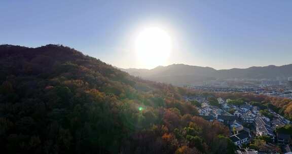 杭州西湖区城市风光航拍