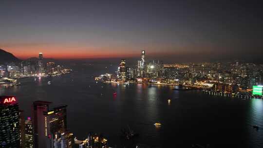 繁华香港夜景航拍