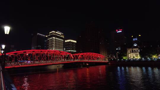 上海南京东路外滩外白渡桥黄浦区夜景4K实拍