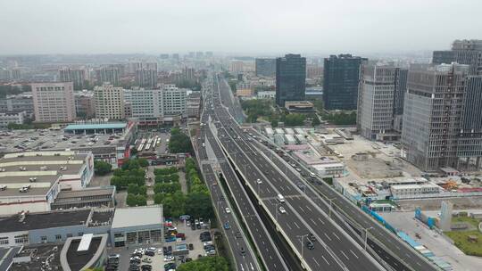 航拍上海城市交通高架桥