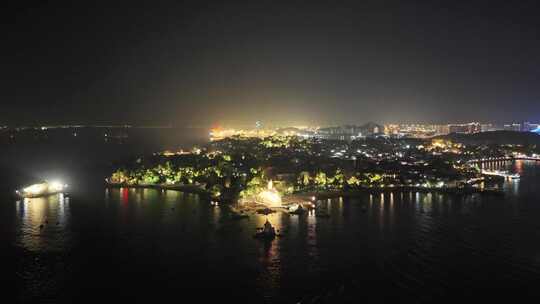 福建厦门鼓浪屿夜景航拍