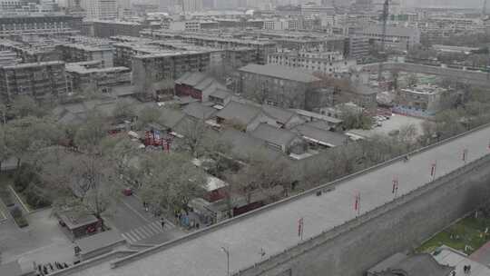 陕西西安航拍空镜景点永兴坊城墙复古古建筑视频素材模板下载