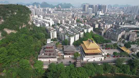 航拍广西柳州文庙古建筑4A景区