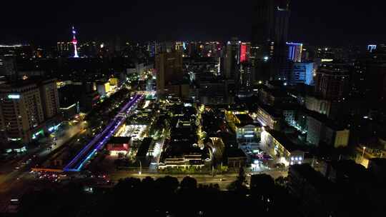 江苏徐州回龙窝历史文化街区夜景航拍