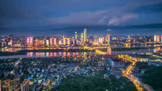 4k长沙橘子洲大桥夜景延时