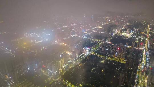 广西贵港云海夜景航拍