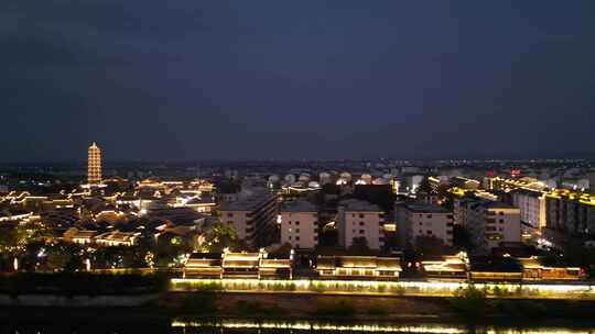 江西抚州文昌里历史文化街区夜景航拍