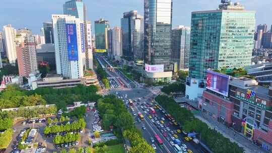 广州天河区天河路航拍车流城市交通车水马龙