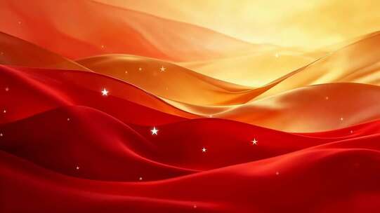 飘动的红色黄色绸带背景素材