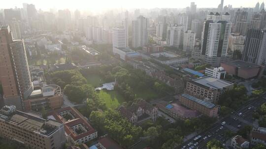 上海徐家汇全景 交通大学4K航拍