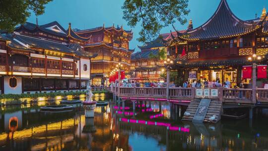 上海城隍庙豫园灯会人流延时视频素材模板下载