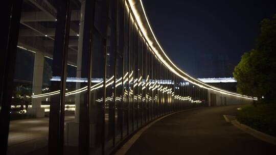 杭州滨江钱江世纪公园亚运会场地夜景视频素材模板下载