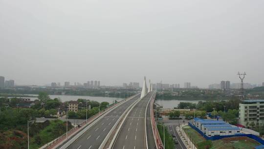 航拍衡阳市东洲岛大桥视频素材模板下载