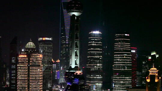 中国上海夜景天际线