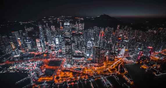 航拍香港城市夜景