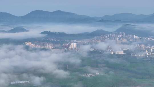 海南白沙茶园清晨平流雾航拍