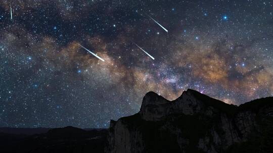 4k星空流星雨夜景视频素材模板下载