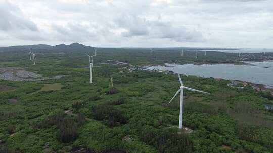 海南儋州风力发电新能源实拍视频