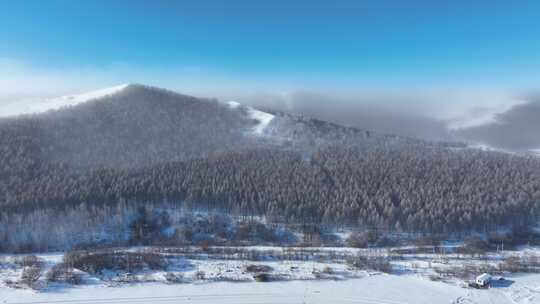 内蒙古冬季自然风光山峰雪地森林雪景