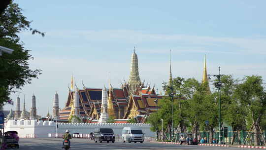 泰国曼谷大皇宫郑王庙街景景观视频素材模板下载