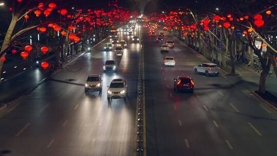 城市街道的红灯笼视频素材模板下载