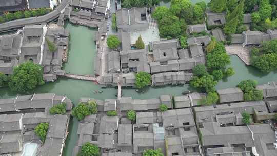 航拍浙江嘉兴桐乡乌镇风景区