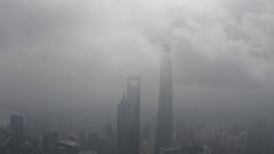 城市航拍 上海 外滩 黄浦江