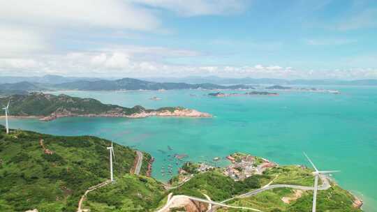 福建霞浦海上风车风景航拍