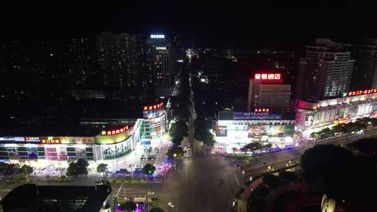 广西北海城市夜景灯光交通航拍