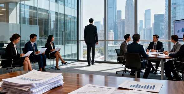 办公室白领团队开会场景