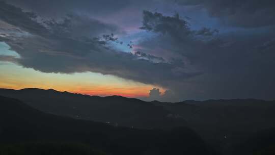 德清莫干山天空夕阳群山晚霞延时