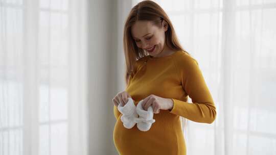 孕妇，女人，婴儿鞋，婴儿撞