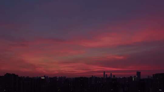 长沙火烧云晚霞夜幕降临【延时】