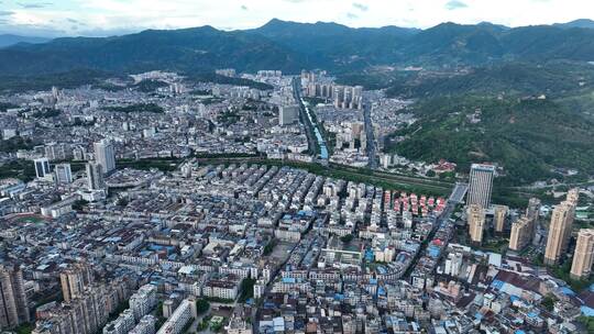 航拍福建宁德福安城市风光