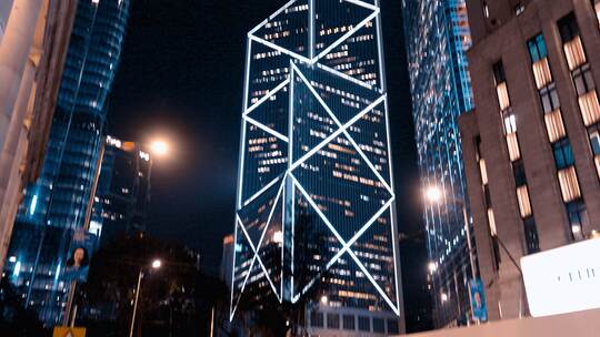 仰拍香港中银大厦视频素材模板下载