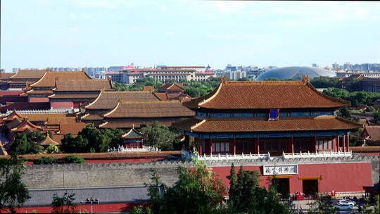 高空俯瞰北京故宫神武门及建筑群