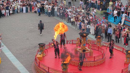 黄陂木兰不夜城篝火民俗表演