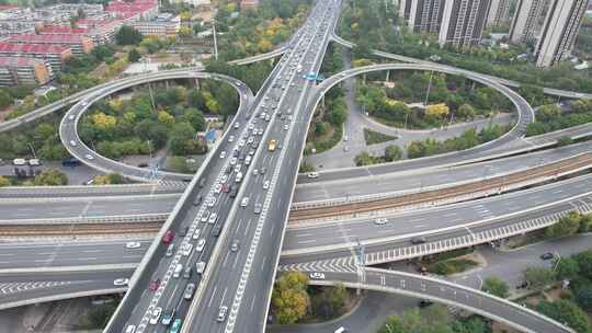 天津城市街道立交高架交通行驶路况