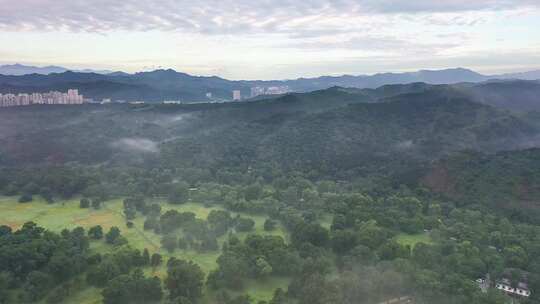 航拍雾笼承德避暑山庄夏日美景4K素材