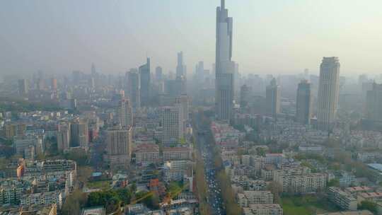 南京市玄武区紫峰大厦城市风景航拍视频素材模板下载