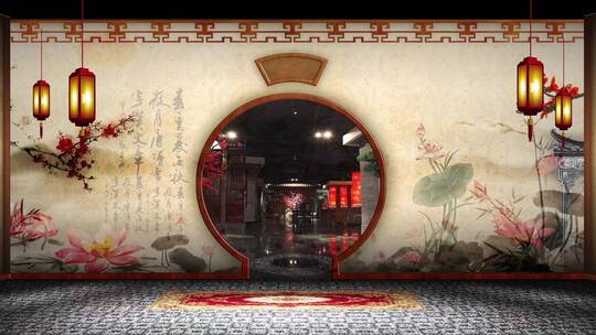 中国风古典文学虚拟演播室演播厅