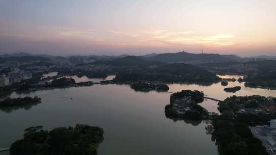 广东惠州西湖5A景区日落晚霞夕阳航拍