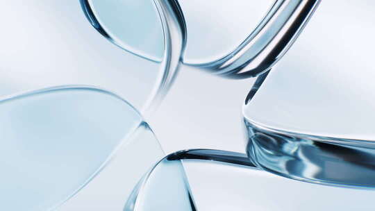 抽象透明蓝色玻璃背景三维渲染