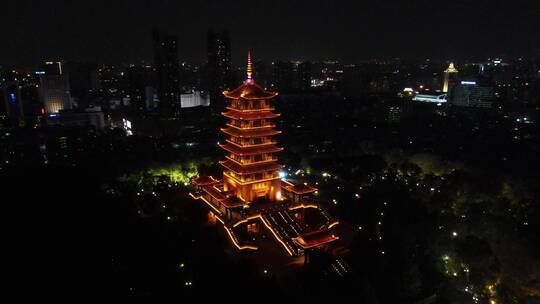 佛山魁星阁夜景灯光航拍