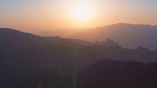 杭州临安大明山牵牛岗群山日落风景