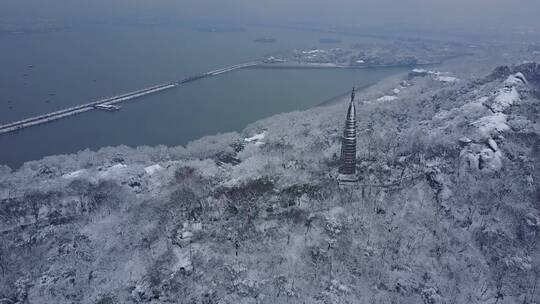 保俶塔 雪景 航拍 西湖 断桥 6视频素材模板下载