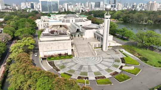 航拍福建福州西湖福州博物馆